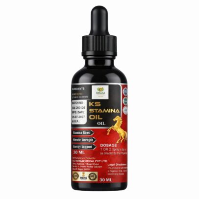 KS Herbal Stamina Oil is a premium ayurvedic solution designed to naturally enhance your physical performance and muscle health. Manufactured by KS HERBAEUTICAL PVT. LTD., this formula is crafted in an ISO 9001 and GMP-certified facility to ensure the highest standards of quality and safety for our customers.