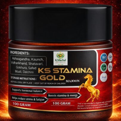 Elevate your physical and mental well-being with KS Stamina Gold Majoon. This traditional Ayurvedic formula is a potent, semi-solid paste (Majoon) crafted for those who demand more from their bodies. Combining time-tested herbs with modern quality standards, this "Powerful Ayurvedic Benefit" blend is designed to help you achieve a superior level of strength and performance naturally.